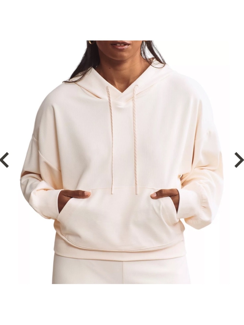 Rhone Ripple Hoodie Relaxed RippleKnit hoodie Cream Sz L - Picture 2 of 7